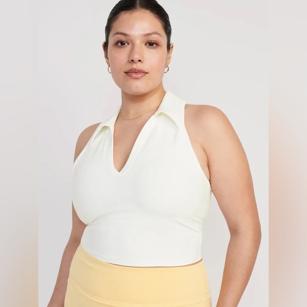 NWT! Magnolia Fitted PowerSoft Sleeveless Cropped Polo - LARGE TALL 🚦
